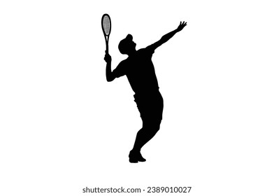 athlete tennis silhouette high vector