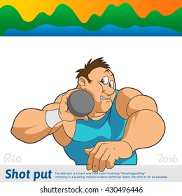 Athlete thrower kernel executes the throw. Olympic Games. Vector illustration.