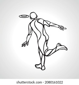 Athlete throwing flying disc. Vector illustration