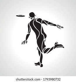 Athlete throwing frisbee. Playing frisbee. Vector illustration