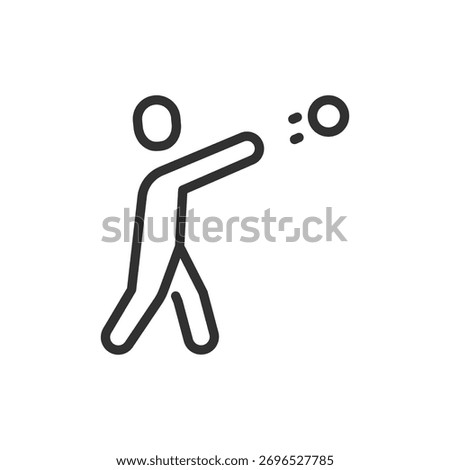 Athlete throwing shot put, linear icon. Shot put and field competition. Line with editable stroke.
