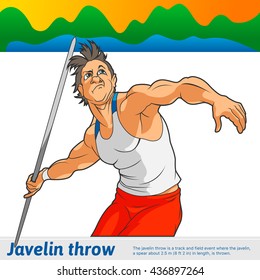 The athlete throws the javelin. Olympic Games. Vector illustration.