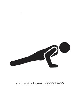 Ícone de treinamento de atleta realizando flexões no chão para exercícios de calistenia força corporal e ginásio fitness rotina saúde movimento ativo