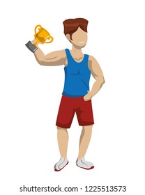 athlete with trophy cup award