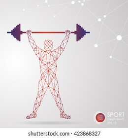athlete. vector graphics composed of particles