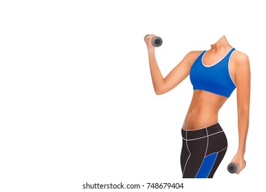 An athlete in a vector on a white background.A woman with dumbbells in a vector.