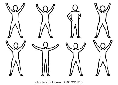 Athlete Victory Pose Line Art Celebration Gesture