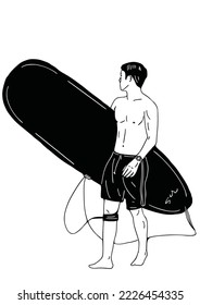 Athlete walking holding a surfboard
people living in the city hand drawn line drawing