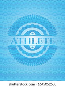 Athlete water wave representation emblem background. Vector Illustration. Detailed.