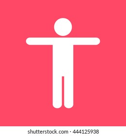 Athlete white icon on magenta color background.. Eps-10.