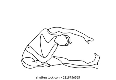an athlete woman doing a stretch drawing style concept