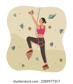 Athlete Woman Exercise with Sport Climbing Concept Illustration