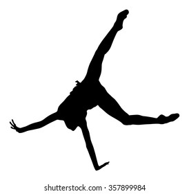 Athlete woman in gym exercise. Ballet girl vector figure isolated on white background. Black silhouette illustration of gymnastic woman.