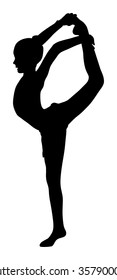 Athlete woman in gym exercise. Ballet girl vector figure isolated on white background. Black silhouette illustration of gymnastic woman.