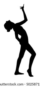 Athlete woman in gym exercise. Ballet girl vector figure isolated on white background. Black silhouette illustration of gymnastic woman. Rhythmic Gymnastics vector.