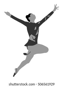 Athlete woman in gym exercise. Ballet girl vector figure isolated on white background. Silhouette illustration of gymnastic woman. Rhythmic Gymnastics vector.