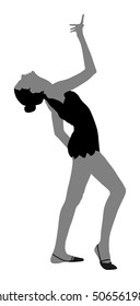 Athlete woman in gym exercise. Ballet girl vector figure isolated on white background. Silhouette illustration of gymnastic woman. Rhythmic Gymnastics vector.