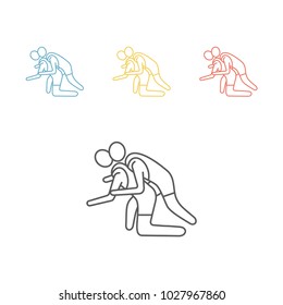 athlete Wrestling line icon. Sport vector sign