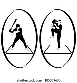 Athletes baseball. Illustration on white background. Summer kinds of sports. Illustration on a sports theme.