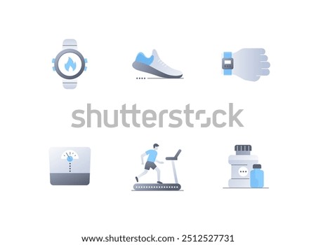 Athletes cardio training - flat design style icons set