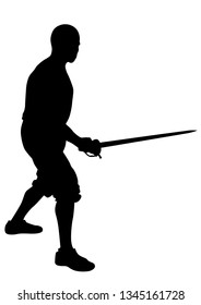 Athletes compete in fencing against a white background