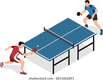 Athletes competing in table tennis match