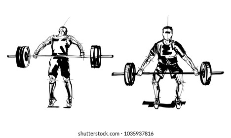 The athletes doing barbell snatch  svg