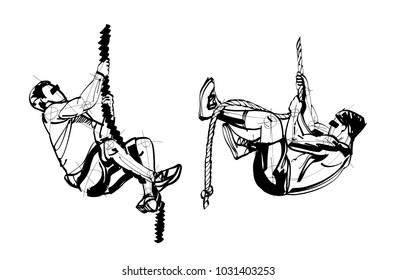 athletes doing climbing rope