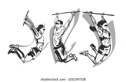 athletes doing pull ups