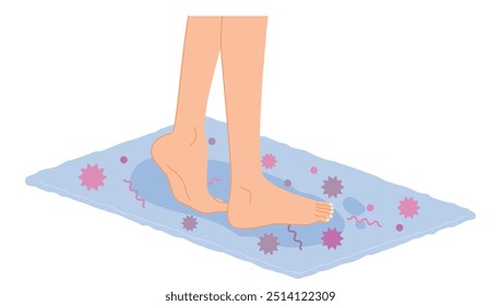 Athlete's foot infection: Image of a shared bath mat with ringworm fungus