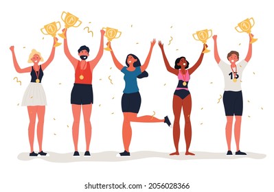 Athletes with gold awards and medals