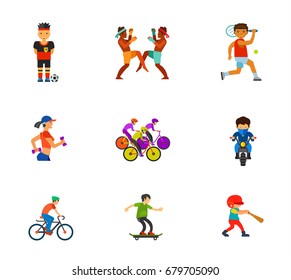 Athletes icon set