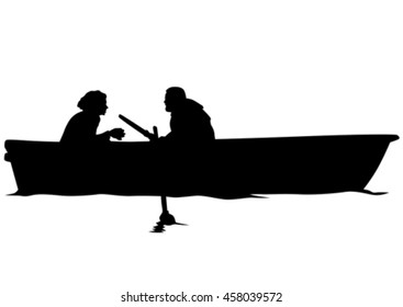 Athletes with kayak on white background
