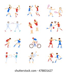 Athletes Kids set, Sport characters for infographics and other projects. Children doing many sports and activities. Cartoon vector eps10 illustration.