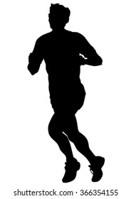 Athletes on running race on white background