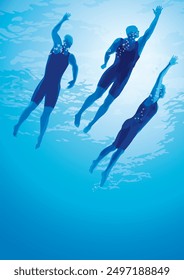 Athletes in an open water swimming event