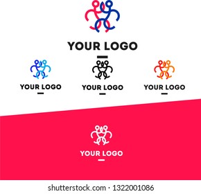 Athletes running holding hands logo