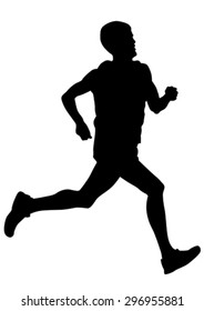 Athletes running on a white background