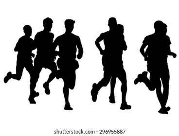 Athletes running on a white background