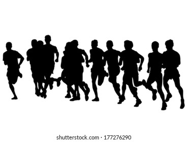 Athletes sports men on running race