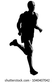 Athletes in a sporty uniform running a marathon on a white background