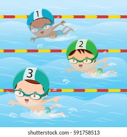 Athletes swimming in the pool