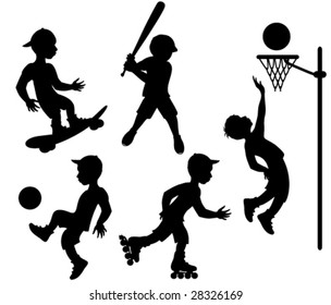 Athletes. Vector silhouettes