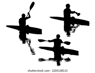 Athletes whit kayak on white background