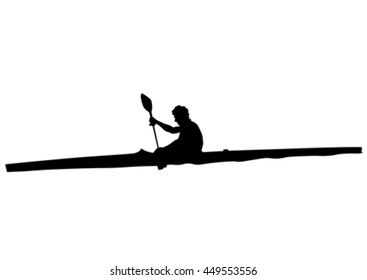Athletes whit kayak on white background