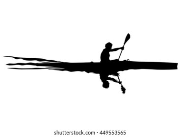 Athletes whit kayak on white background