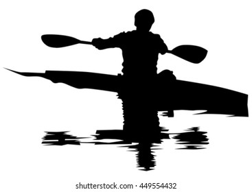 Athletes whit kayak on white background