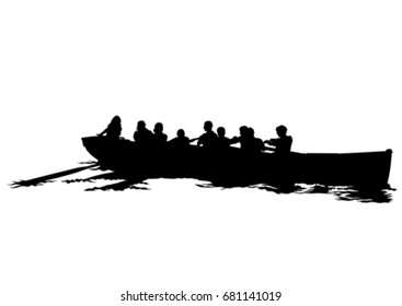 Athletes whit kayak on white background