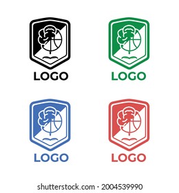 Athletic academy logo, that was combine book and ball