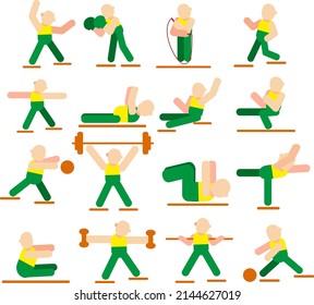 Actividades atléticas, ilustración, vector sobre fondo blanco.
